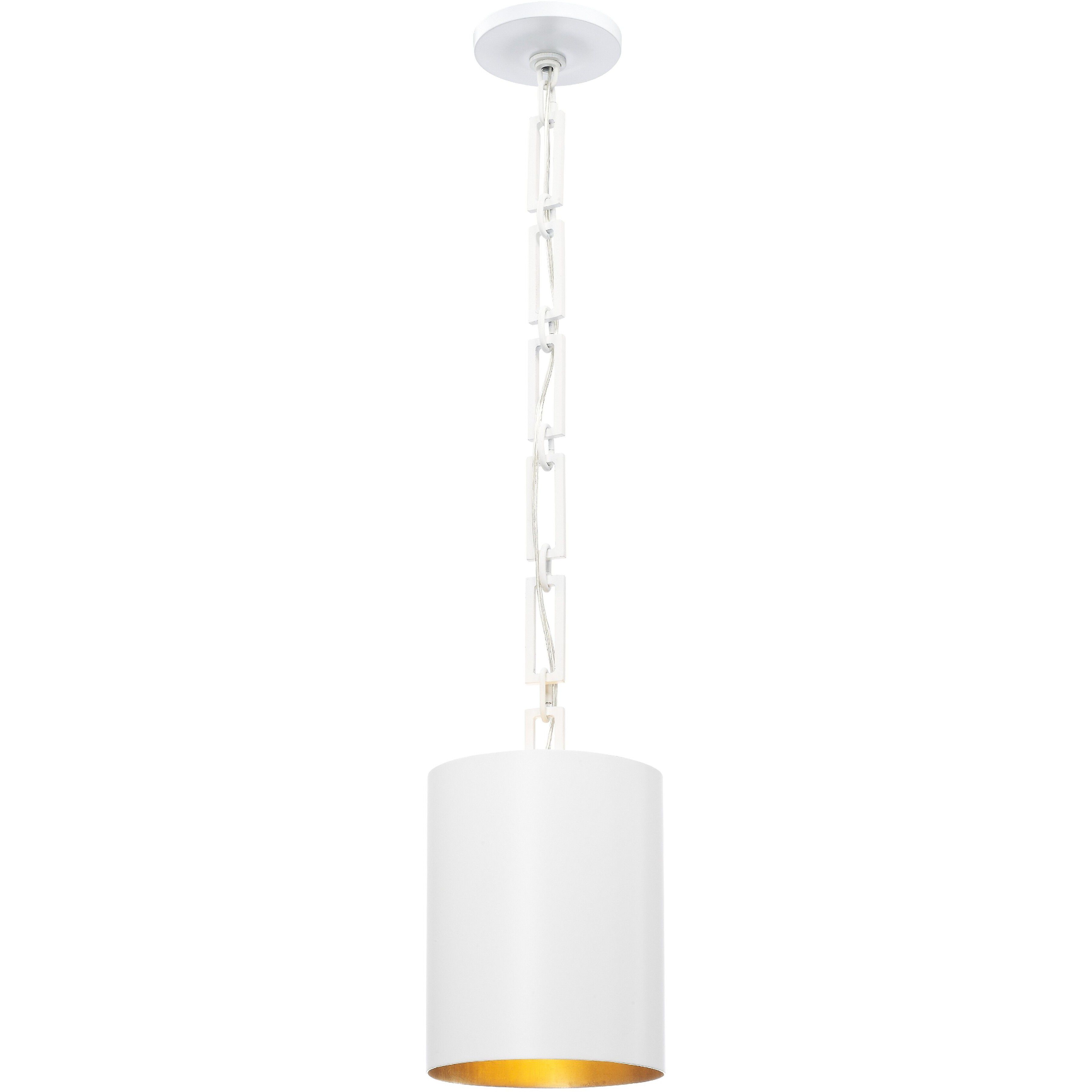 Alston 1 Light 8 inch Matte White and Antique Gold Mini Pendant Ceiling Light