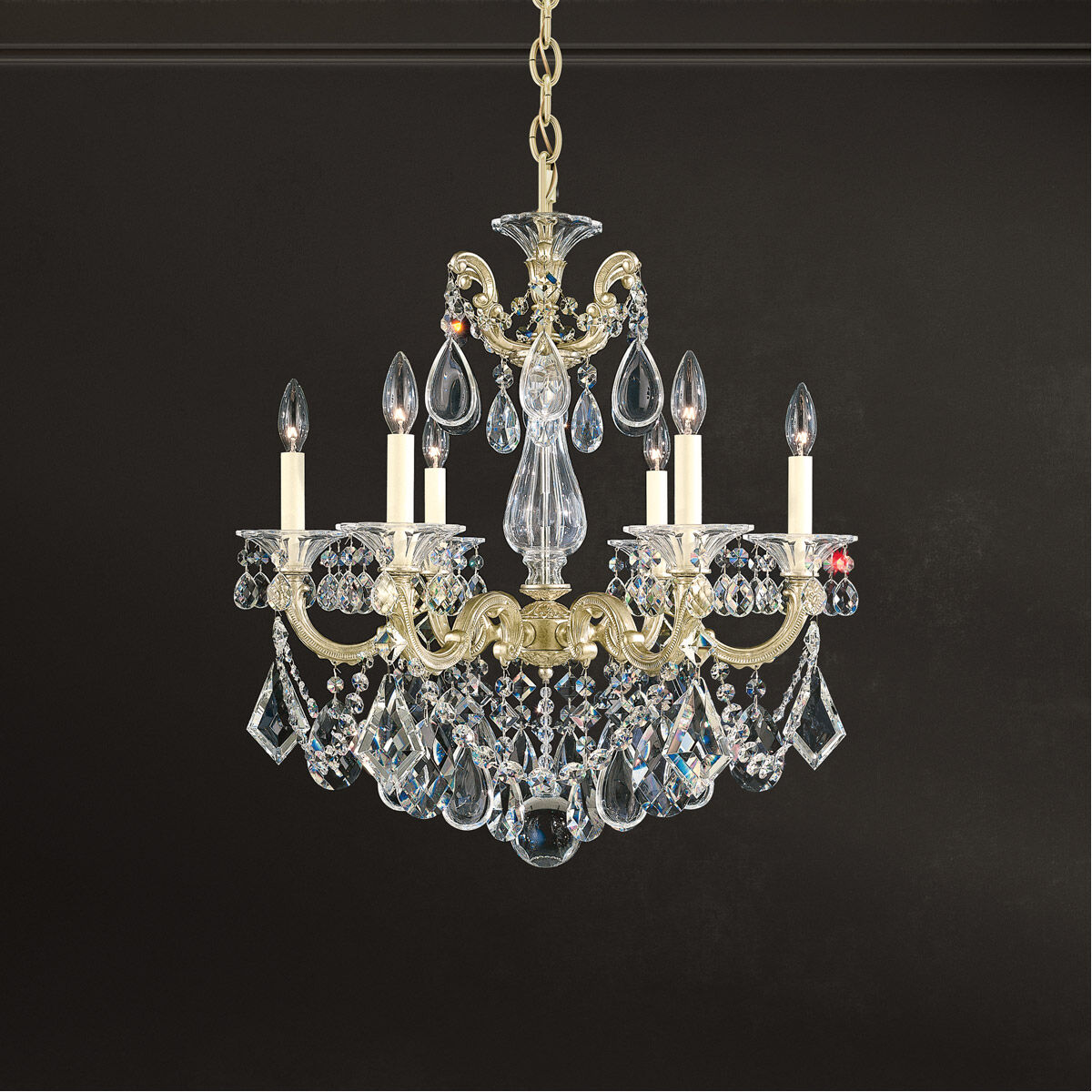 La Scala 6 Light 23 inch Antique Silver Chandelier Ceiling Light in Antique Silver Cast