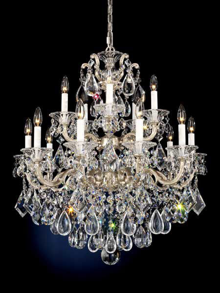 La Scala 15 Light Antique Silver Chandelier Ceiling Light in Radiance