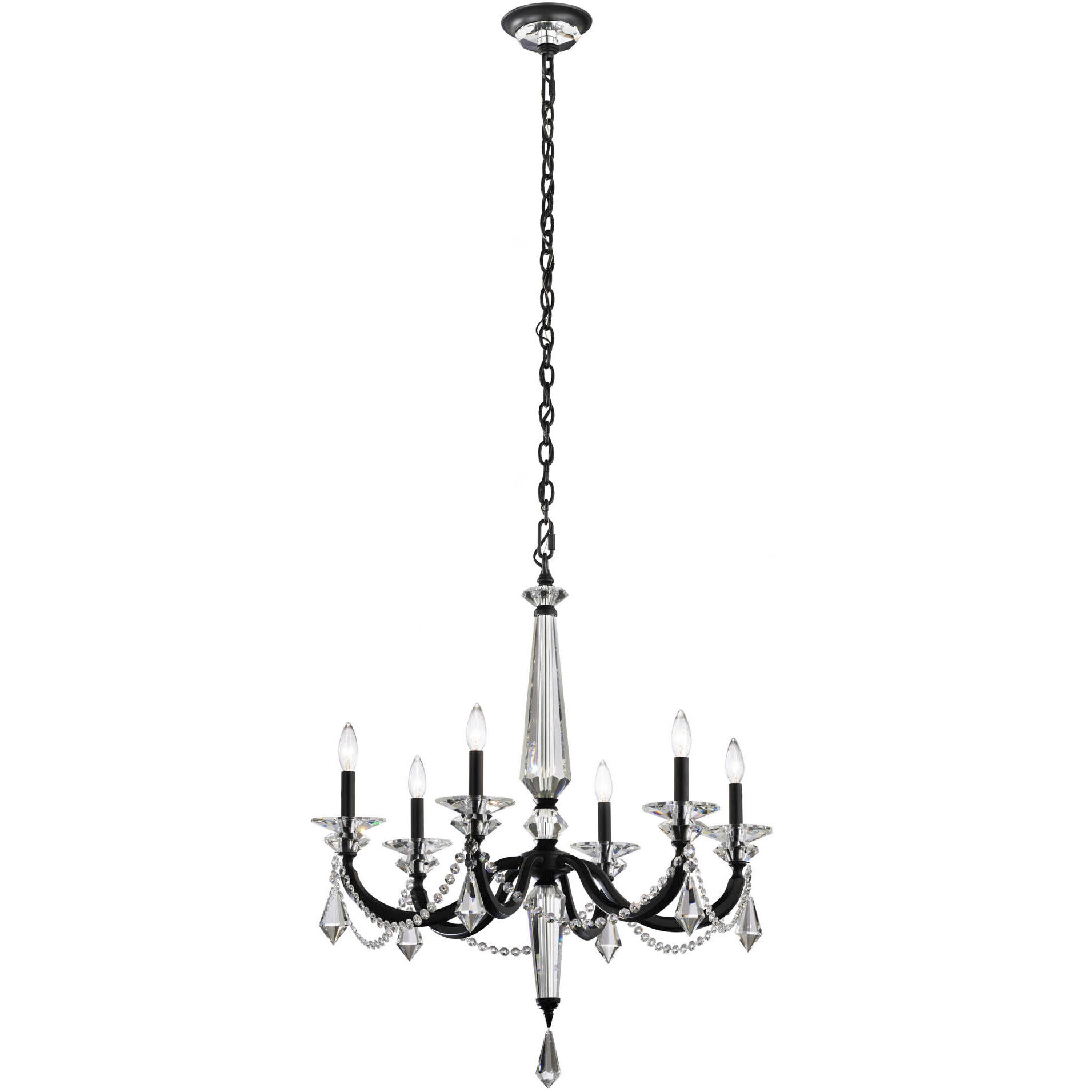 Verona 6 Light 29.9 inch Black Chandelier Ceiling Light, Schonbek Signature