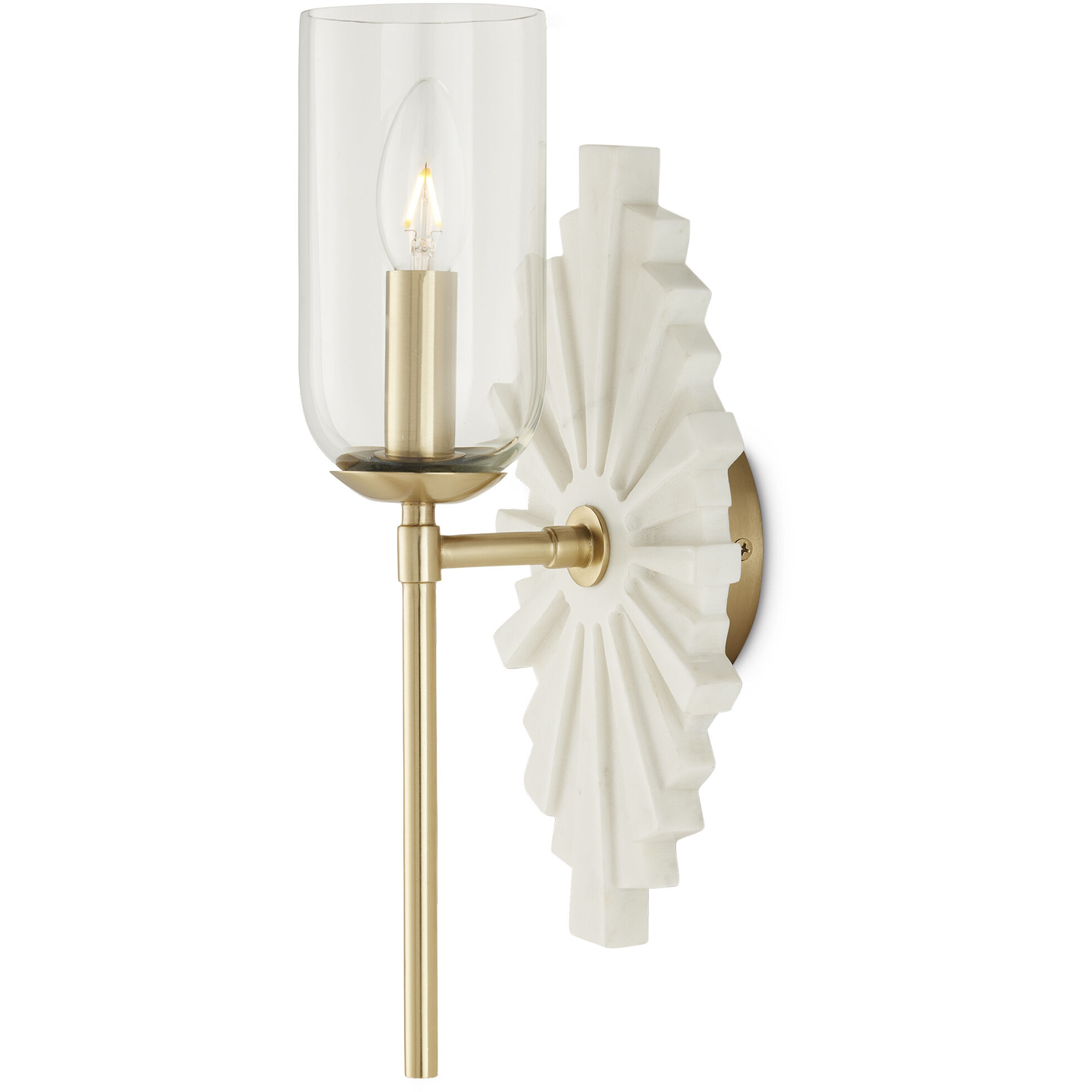 Benthos 1 Light 6 inch White and Brass and Clear Bath Sconce Wall Light