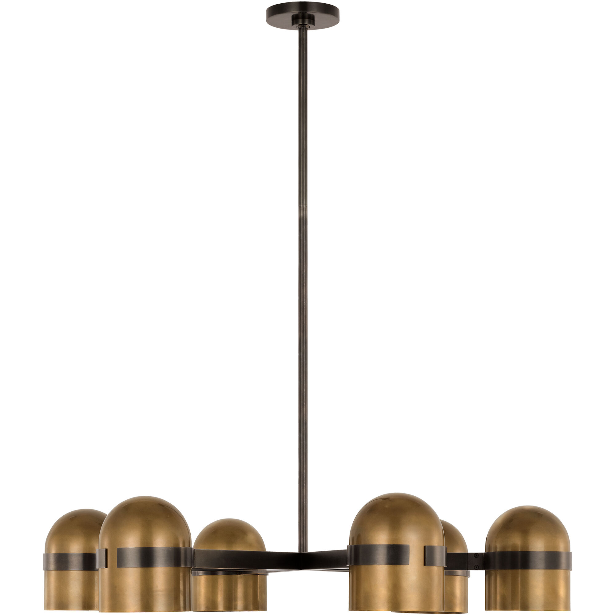 Avroko Octavia 6 Light 36 inch Blackened Bronze/Bright Worn Brass Chandelier Ceiling Light