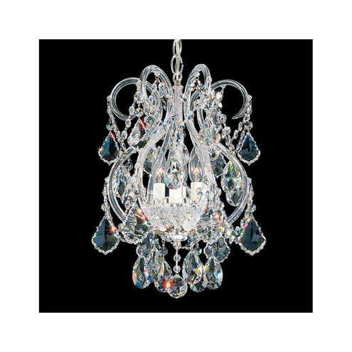 Olde World 4 Light 11 inch Silver Chandelier Ceiling Light in Polished Silver, Olde World Swarovski