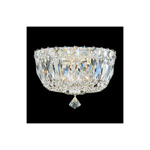 Petit Crystal Deluxe 3 Light Polished Silver Flush Mount Ceiling Light in Optic