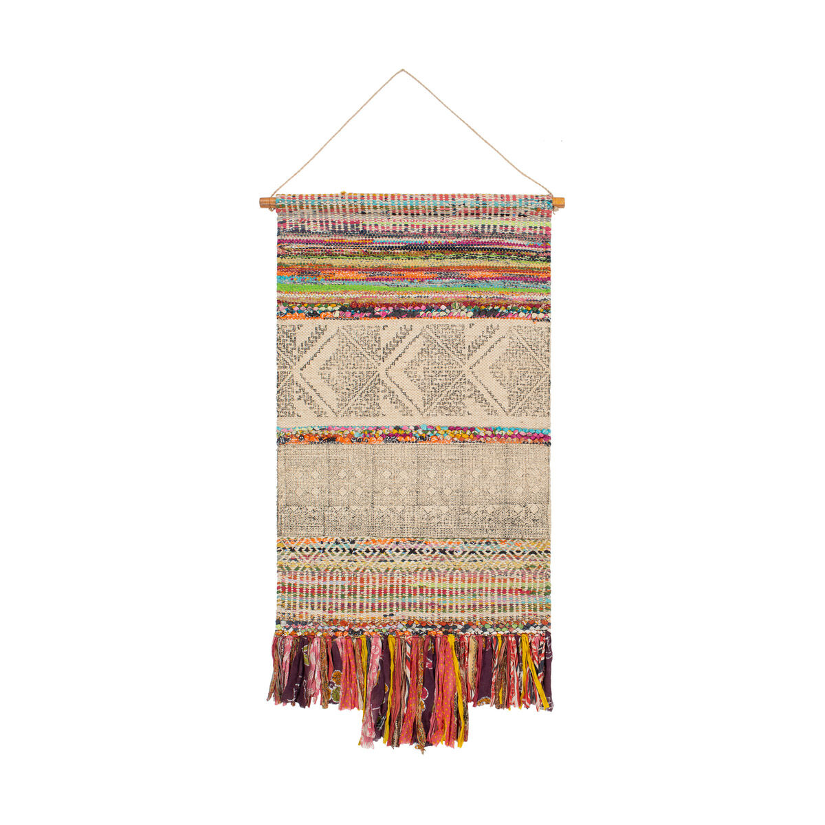 Zendaya Wheat/Charcoal/Navy/Rust/Saffron/Sky Blue Wall Hangings, Rectangle