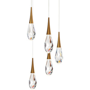 Hibiscus LED 17 inch Aged Brass Multi-Light Pendant Ceiling Light, Beyond