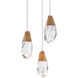 Beyond Martini LED 12 inch Aged Brass Multi-Light Pendant Ceiling Light in Optic, Beyond