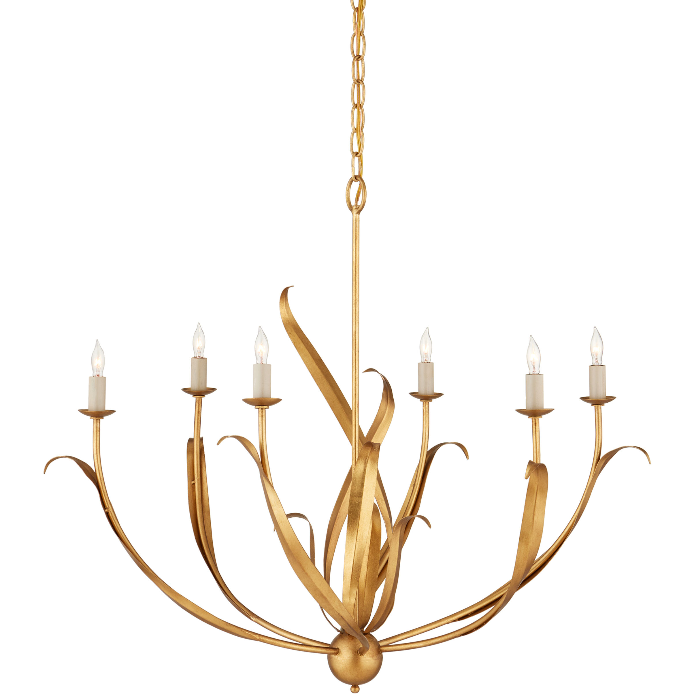 Menefee 6 Light 32 inch Antique Gold Leaf Chandelier Ceiling Light