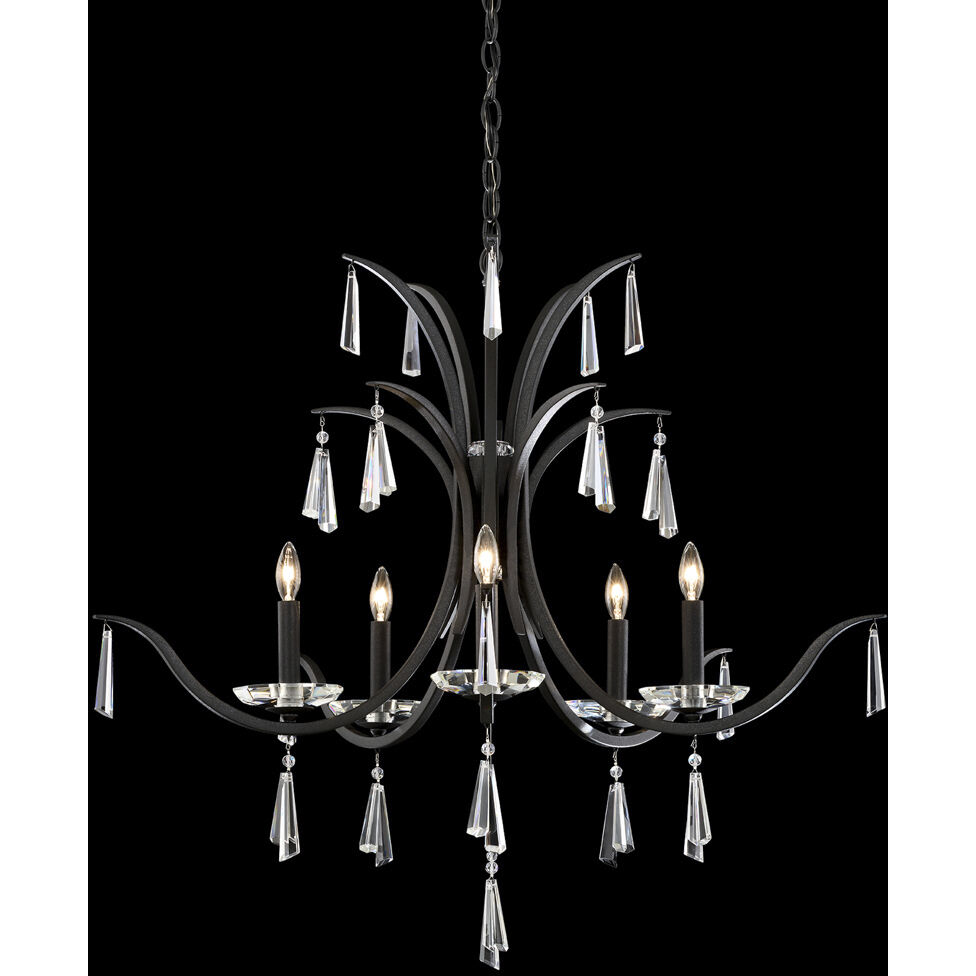 Signature Tinsley 5 Light 33.5 inch Antique Silver Chandelier Ceiling Light