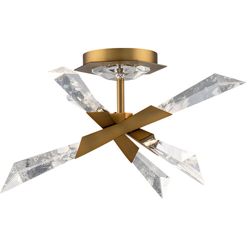 Beyond Solitude LED 17 inch Aged Brass Semi-Flush Mount Ceiling Light