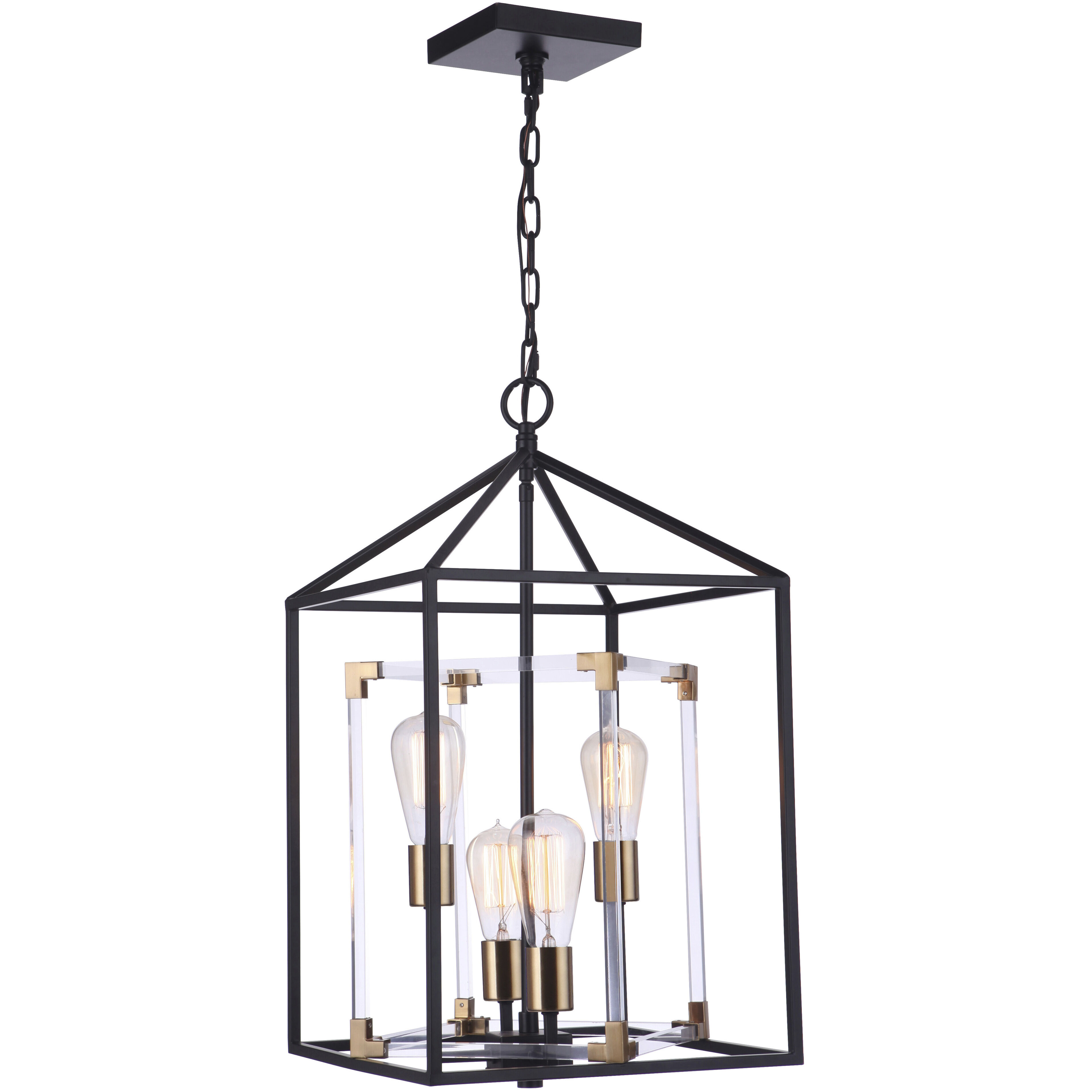 Aaron 4 Light 13 inch Flat Black and Satin Brass Foyer Pendant Ceiling Light
