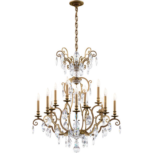 Renaissance Nouveau 12 Light 32 inch Etruscan Gold Chandelier Ceiling Light in Heirloom Silver, Adjustable Height