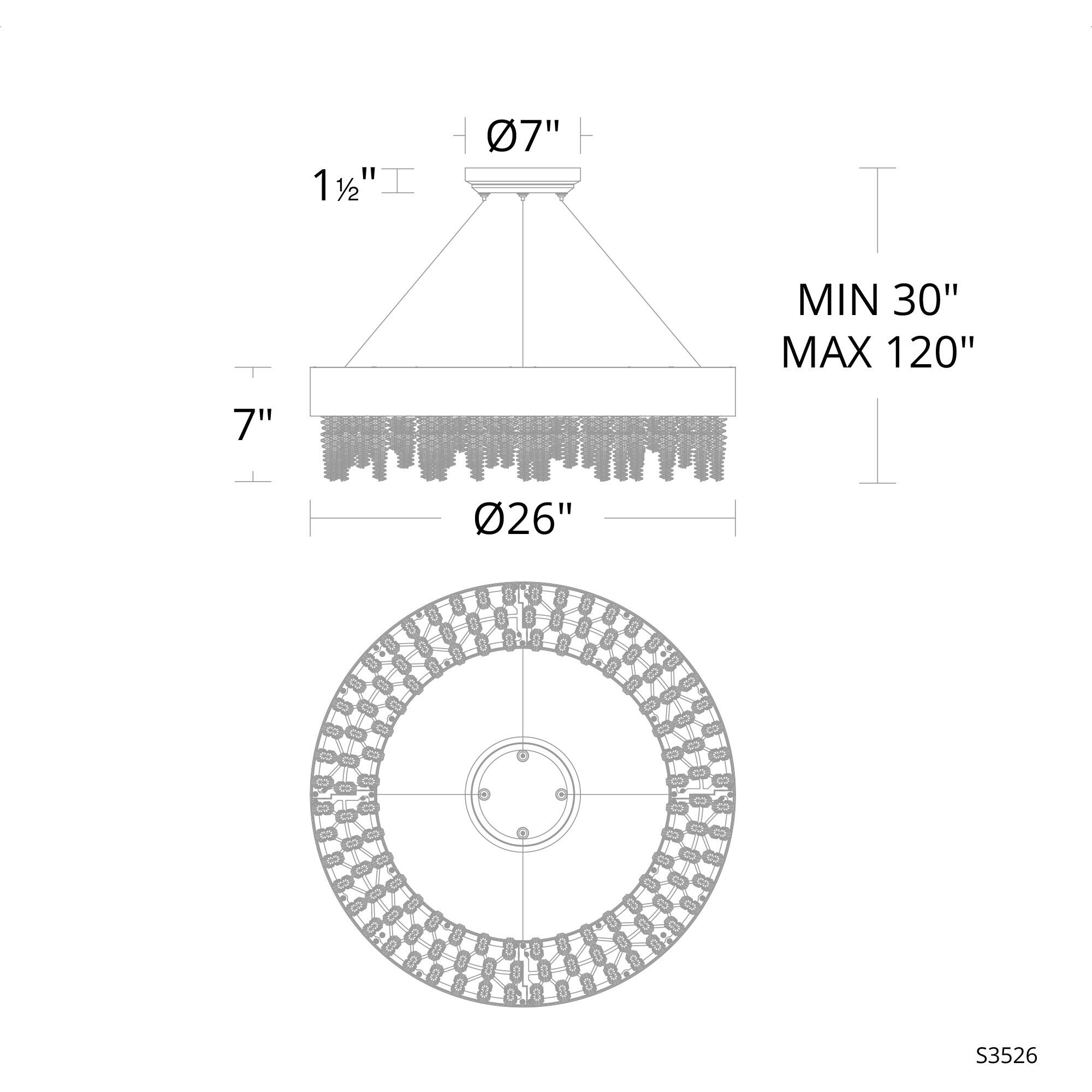 Soleil LED 26 inch Aged Brass Pendant Ceiling Light, Schonbek Signature