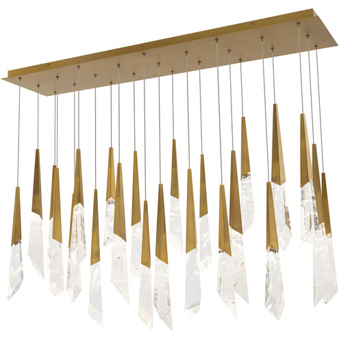 Beyond Solitude LED 12 inch Aged Brass Multi-Light Pendant Ceiling Light, Linear Canopy