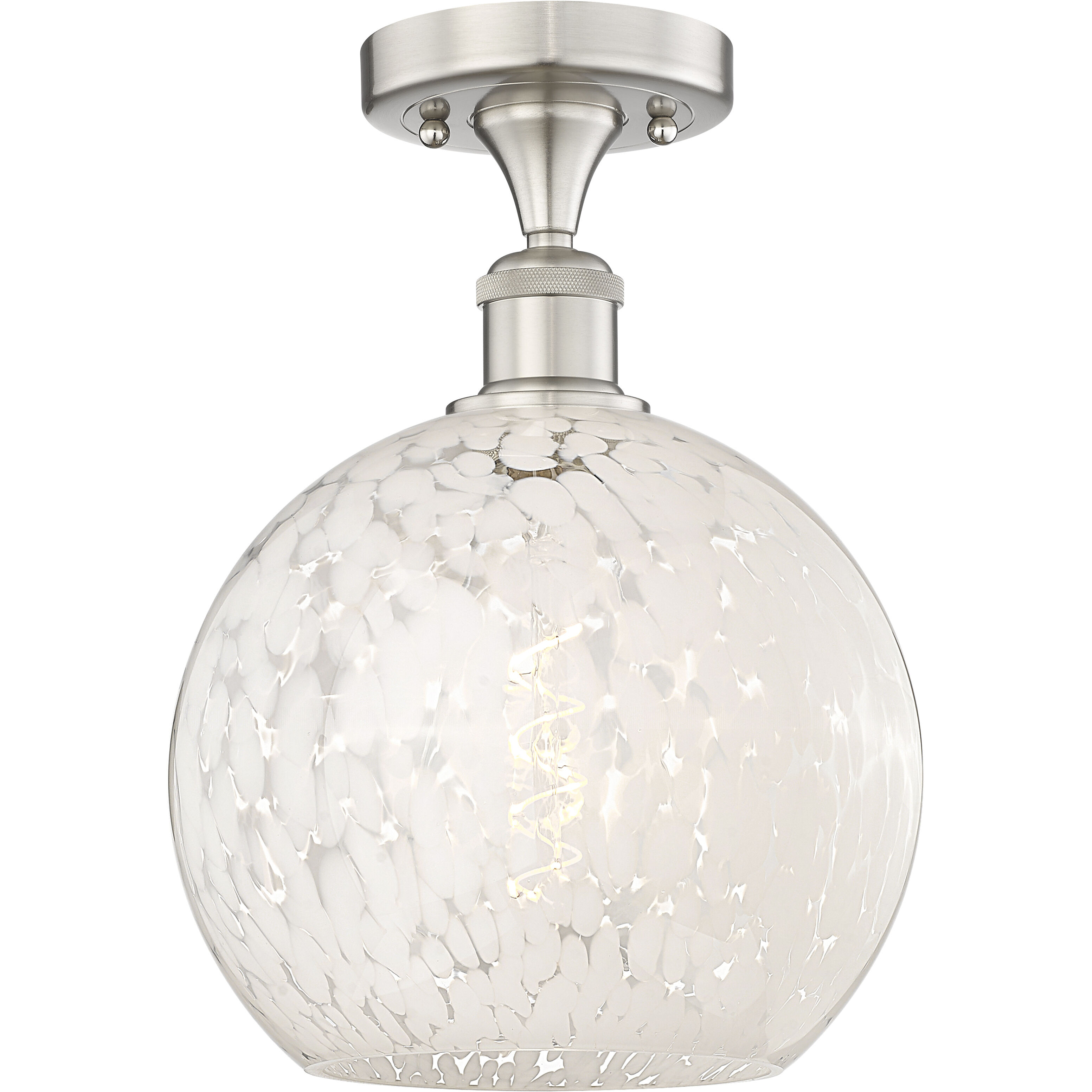 Edison White Mouchette 1 Light 10.00 inch Semi-Flush Mount