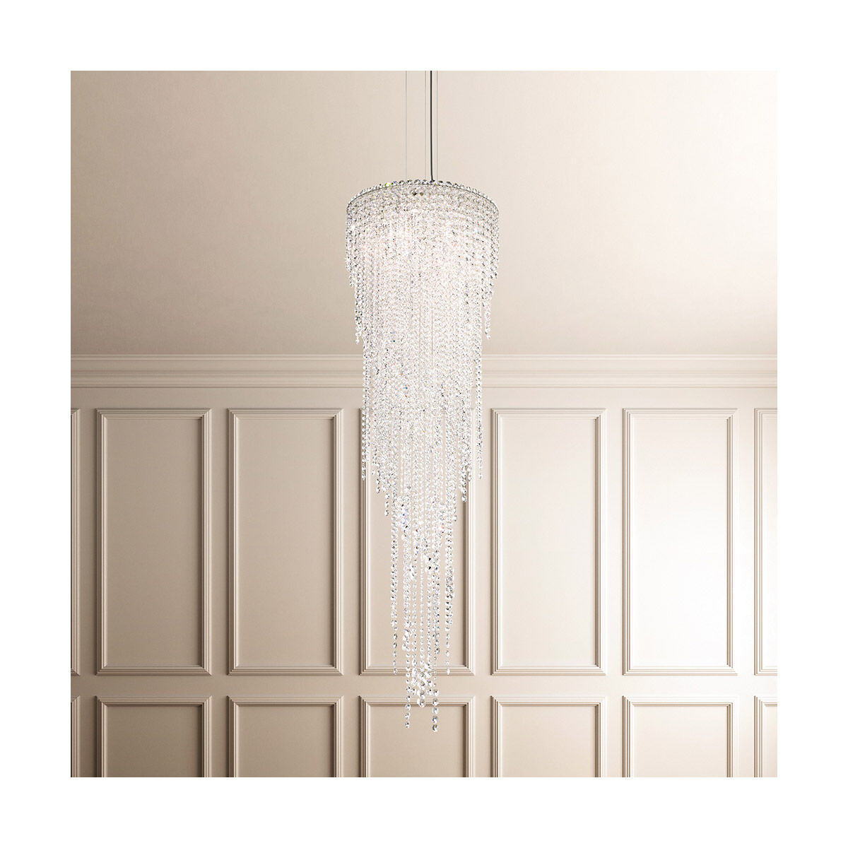 Chantant 5 Light Polished Stainless Steel Pendant Ceiling Light in Optic, Strand