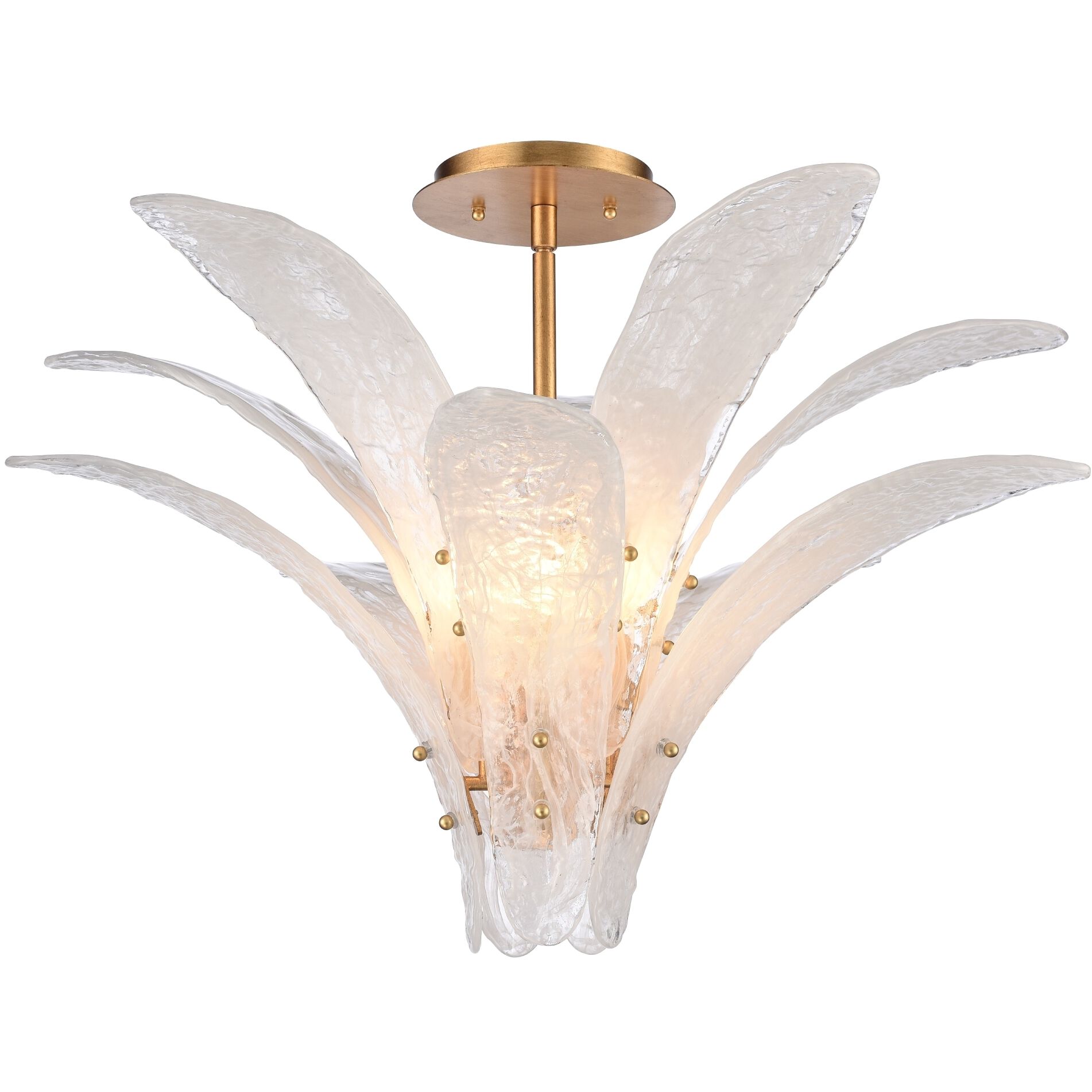 Fiore 5 Light 20 inch Antique Gold Leaf Semi Flush Ceiling Light