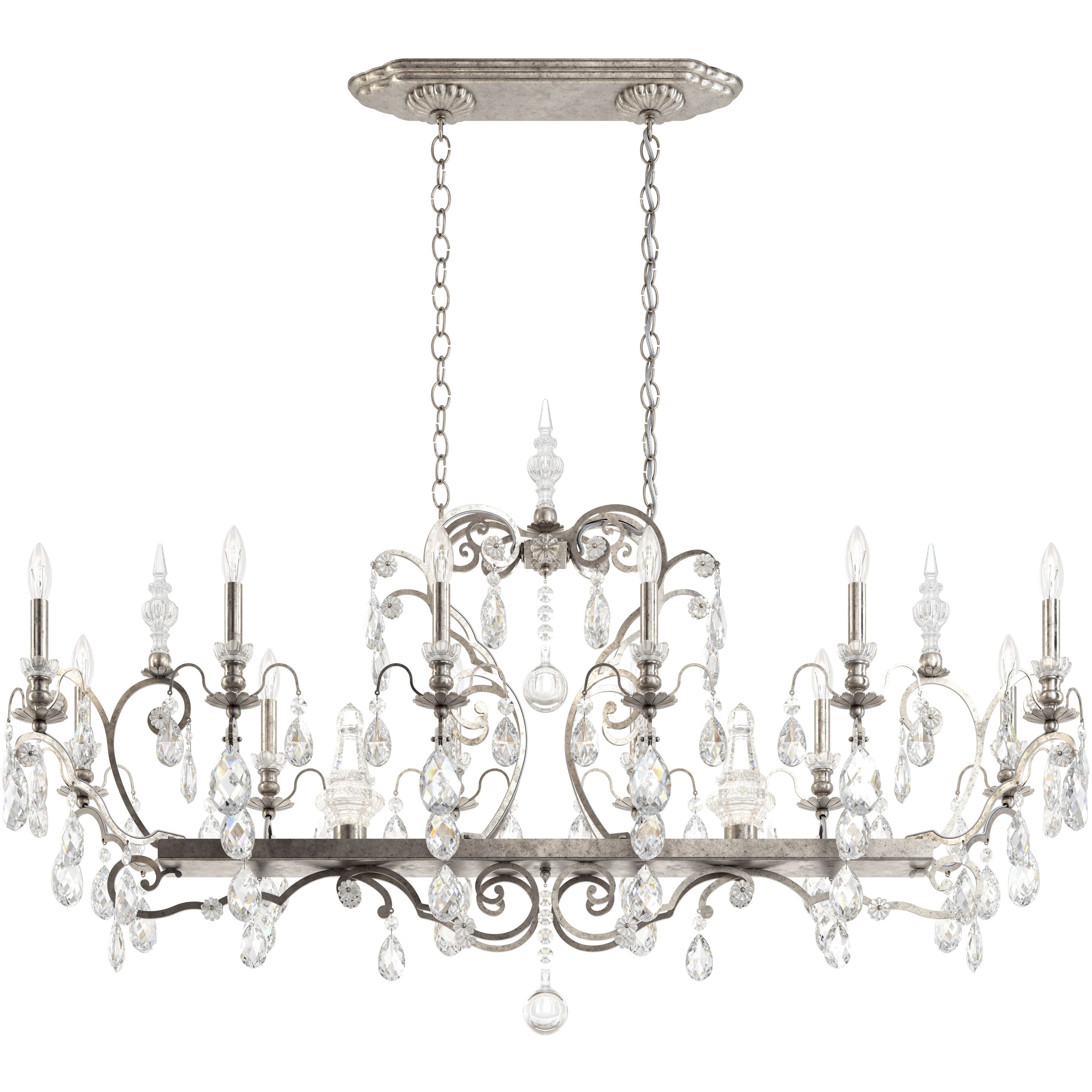 Renaissance 14 Light 56 inch Antique Silver Chandelier Ceiling Light in Heritage