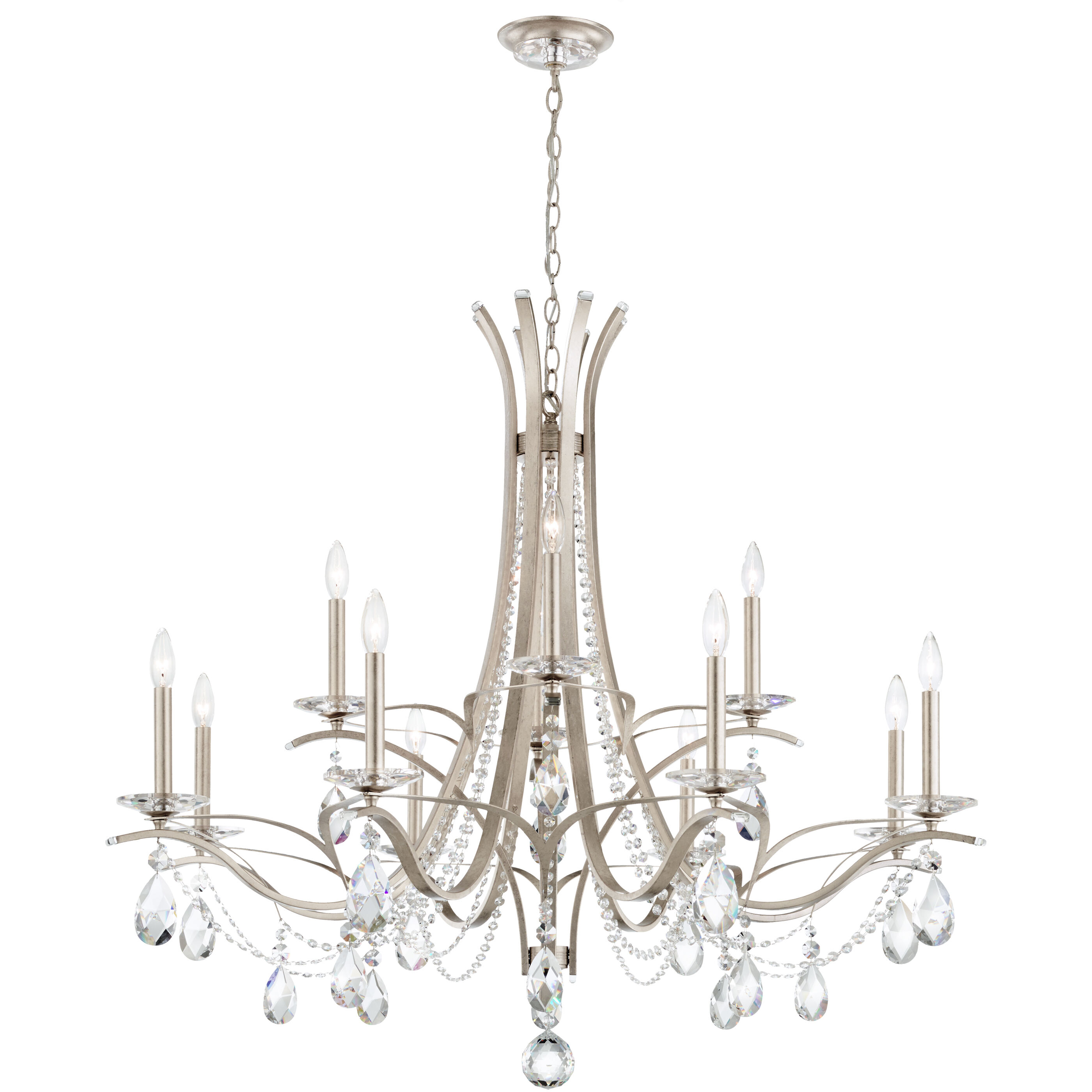 Vesca 12 Light 45 inch Antique Silver Chandelier Ceiling Light in Heritage