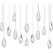 Beyond Martini LED 9.5 inch Polished Nickel Multi-Light Pendant Ceiling Light in Optic, Linear Canopy