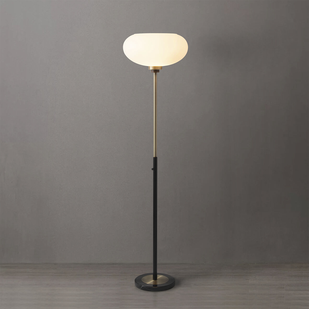 Morelli 72 inch 14.00 watt Matte Black and Weathered Brass Torchiere Portable Light