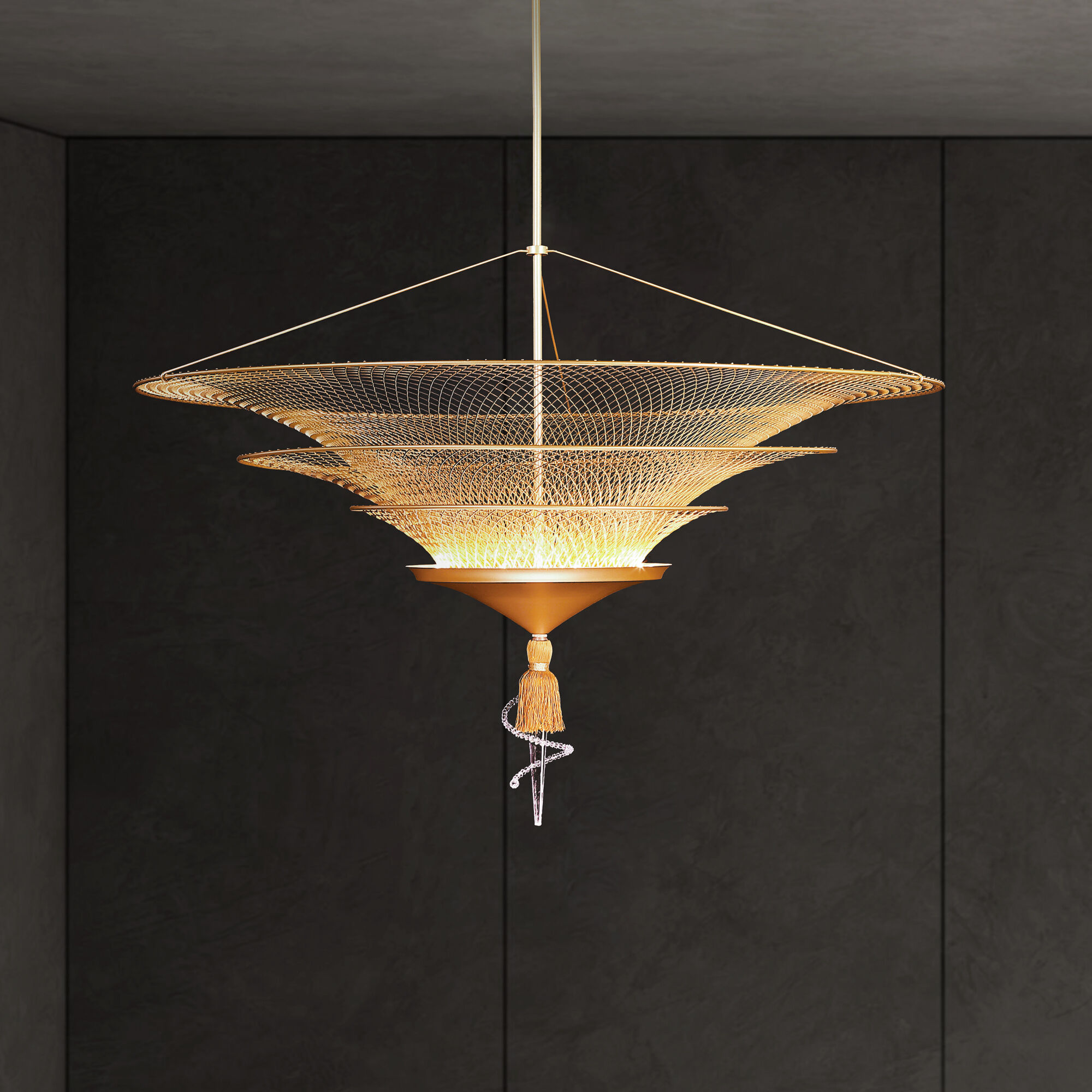 Veneto LED 34 inch Gold Pendant Ceiling Light, Schonbek Signature