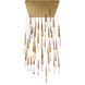 Beyond Solitude LED 36 inch Aged Brass Multi-Light Pendant Ceiling Light, Square Canopy