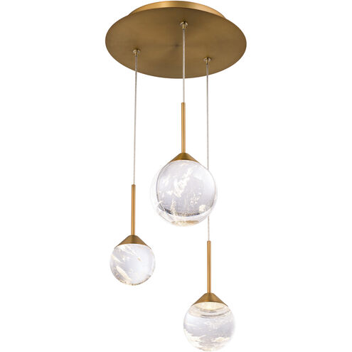 Quest LED 11.75 inch Aged Brass Multi-Light Pendant Ceiling Light, Beyond