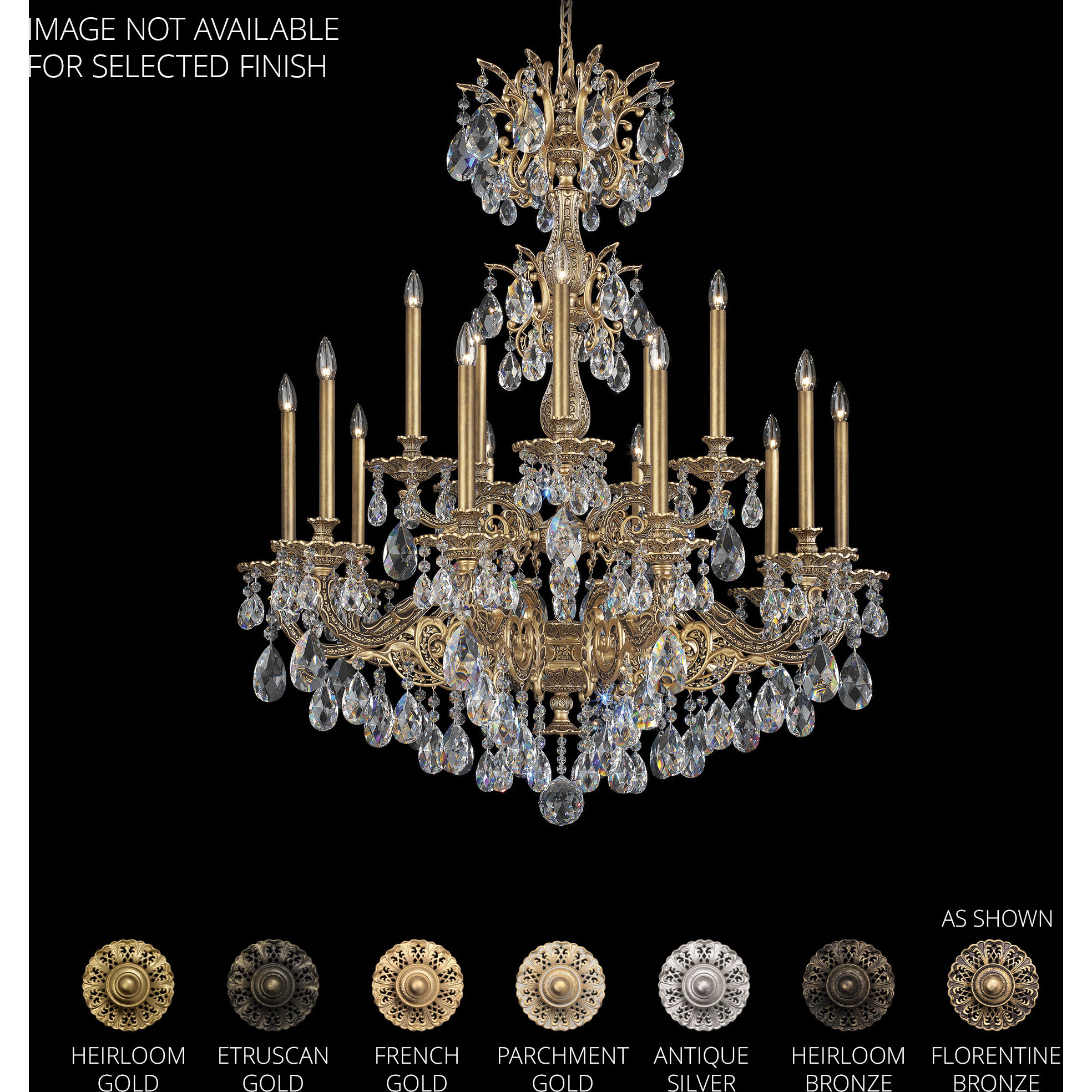 Milano 15 Light Heirloom Gold Chandelier Ceiling Light in Heritage