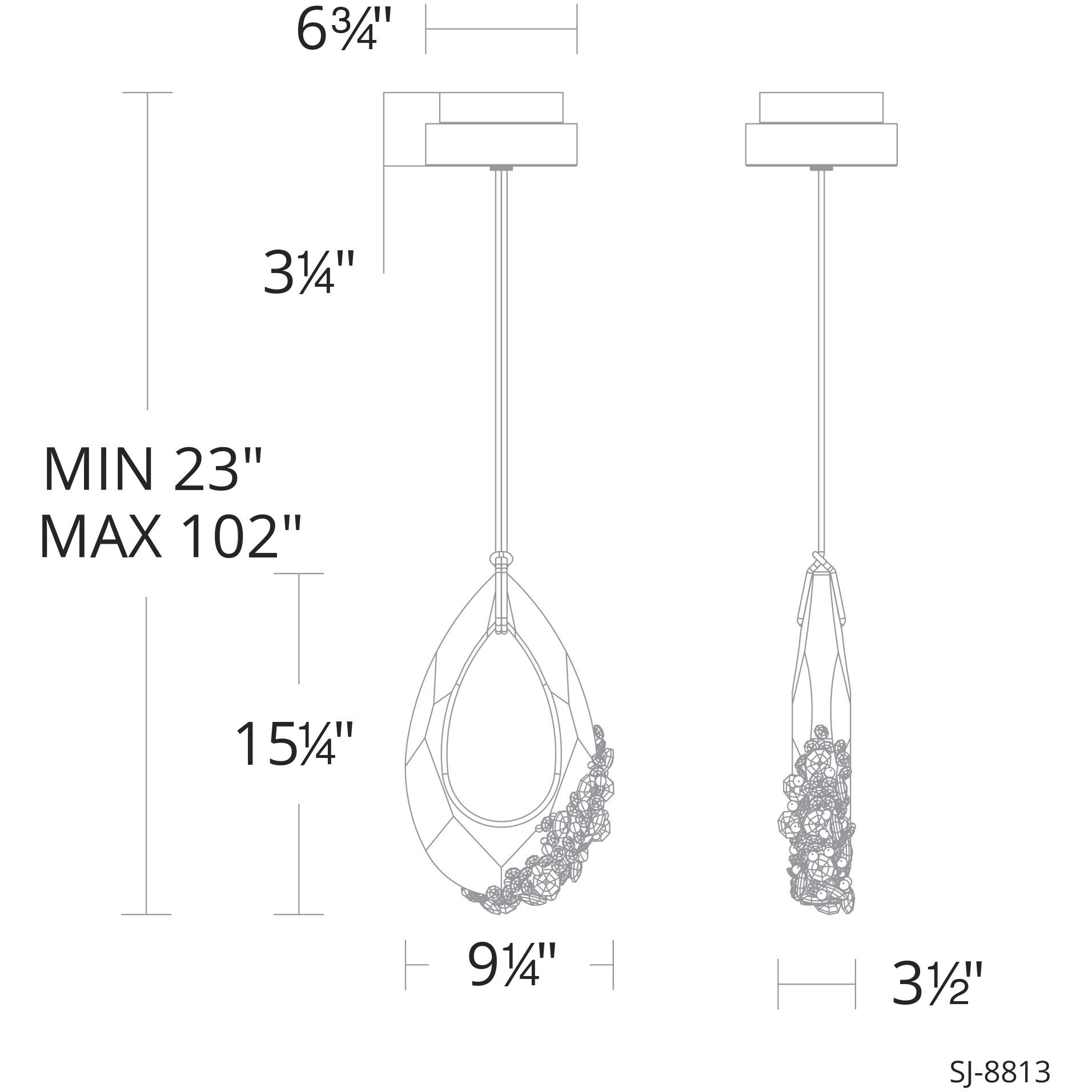 Forever Trinity LED 3.5 inch Polished Chrome Pendant Ceiling Light in Red Rope, Red Rope