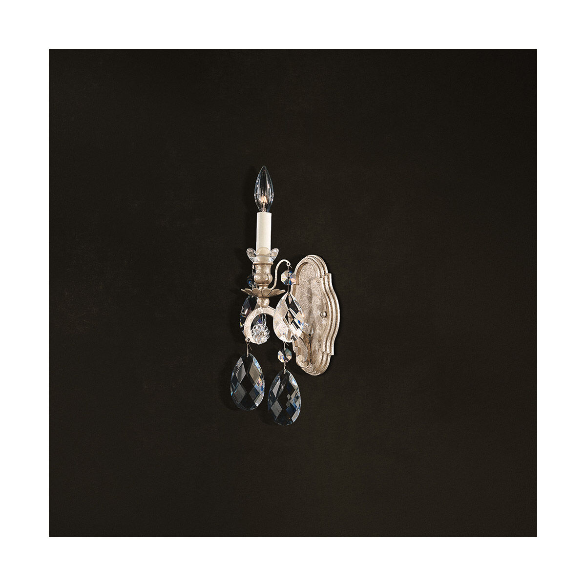 Renaissance 1 Light 5.5 inch Antique Silver Wall Sconce Wall Light in Swarovski