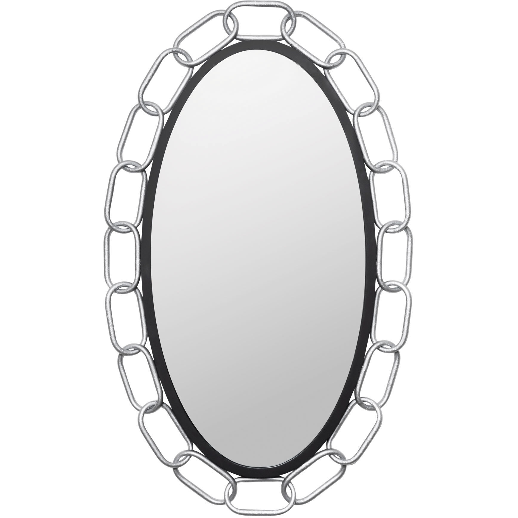 Chains of Love 40 X 24 inch Matte Black and Textured Silver Wall Mirror