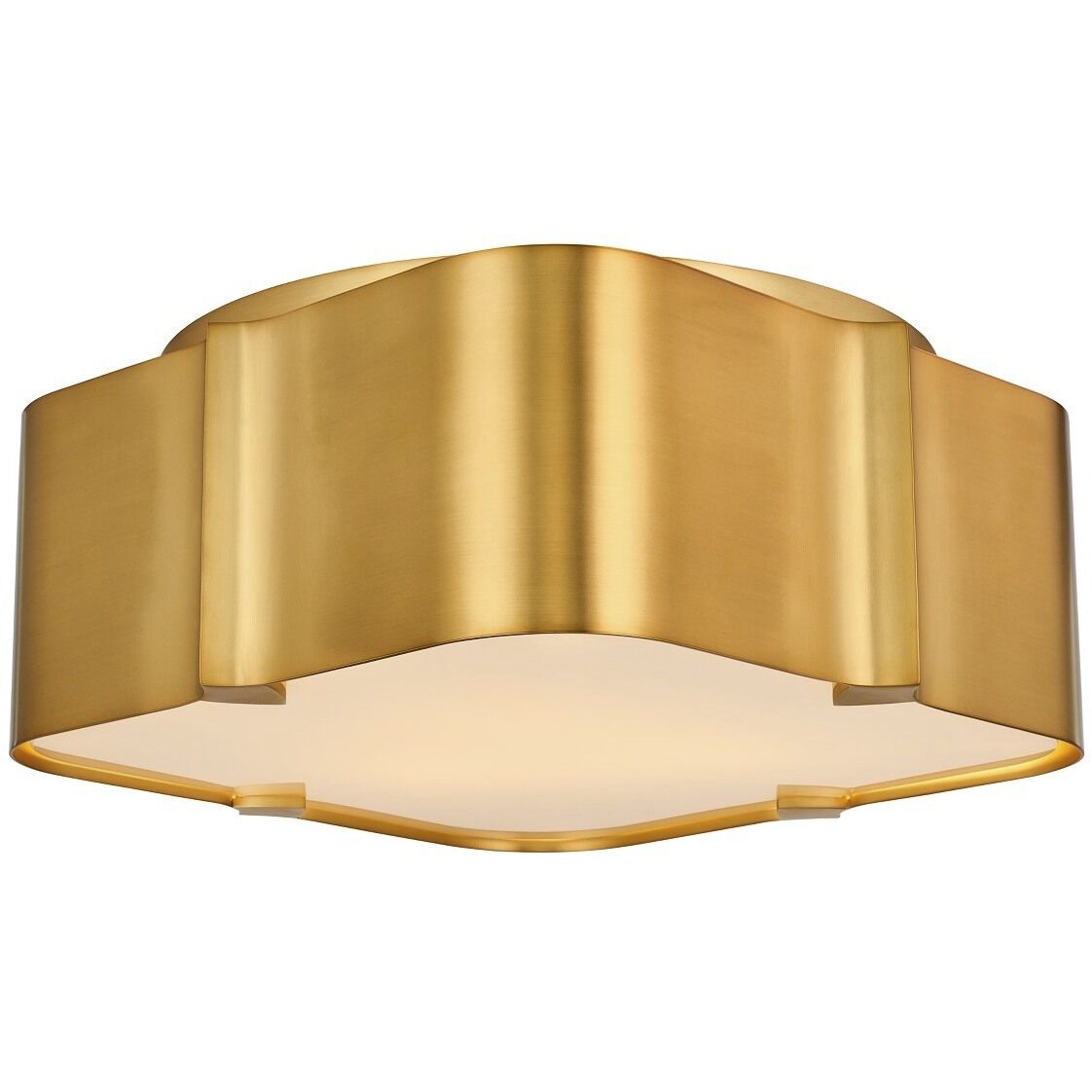 Lotus 3 Light 14 inch Winter Brass Flush Mount Ceiling Light