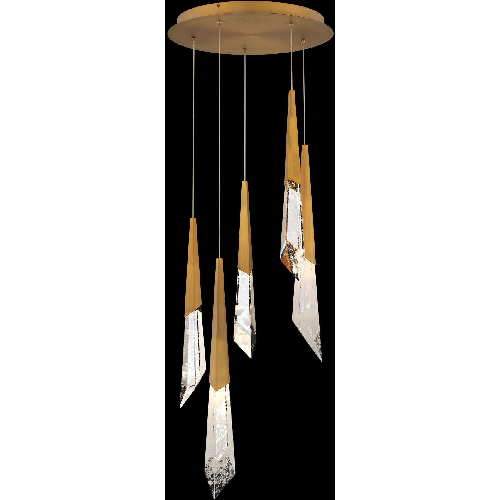 Beyond Solitude LED 17 inch Aged Brass Multi-Light Pendant Ceiling Light, Round Canopy