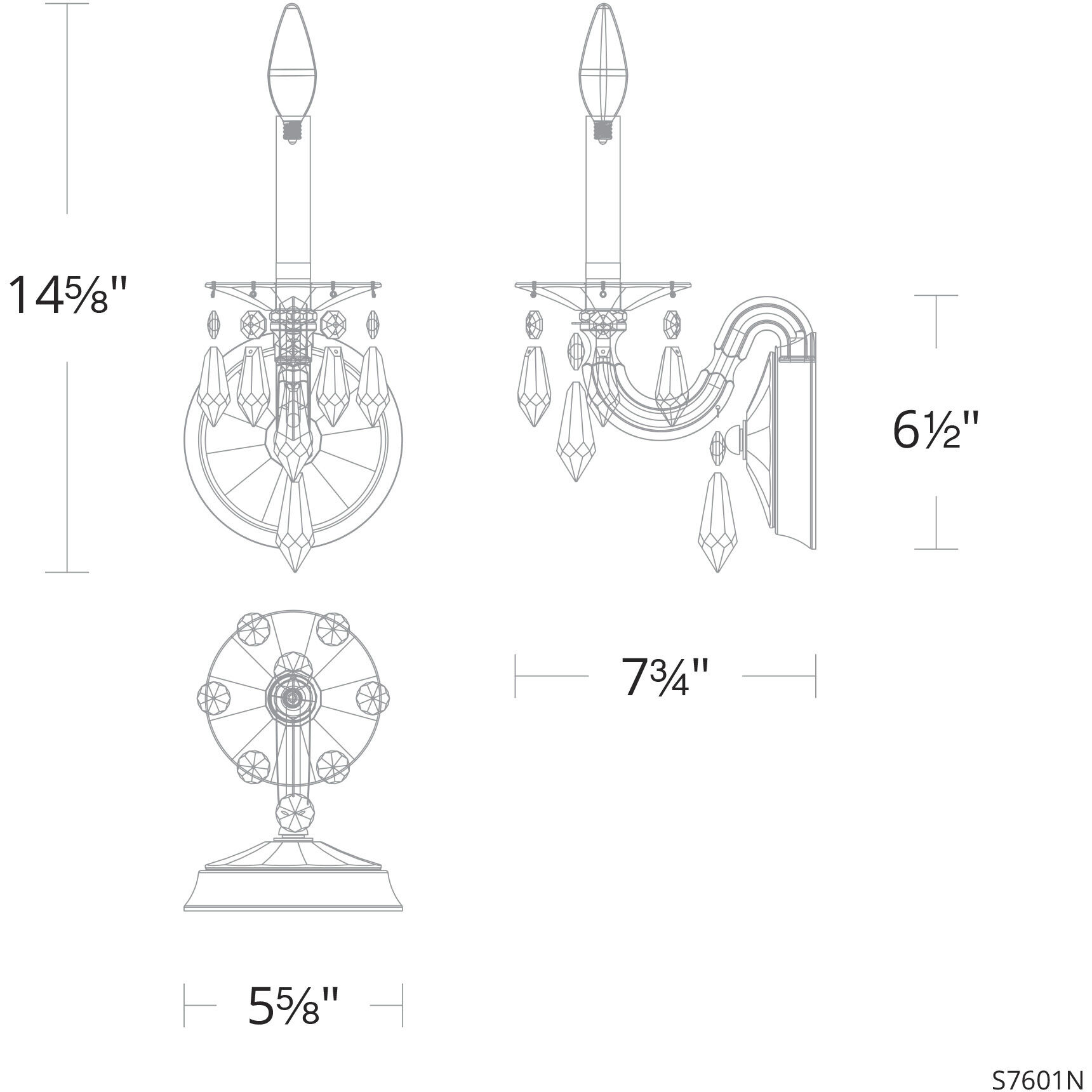 Napoli 1 Light 8 inch Heirloom Gold Wall Sconce Wall Light, Schonbek Signature