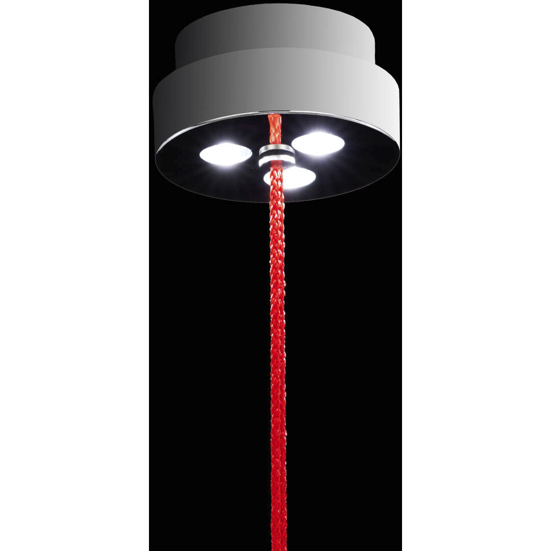 Forever Trinity LED 3.5 inch Polished Chrome Pendant Ceiling Light in Red Rope, Red Rope