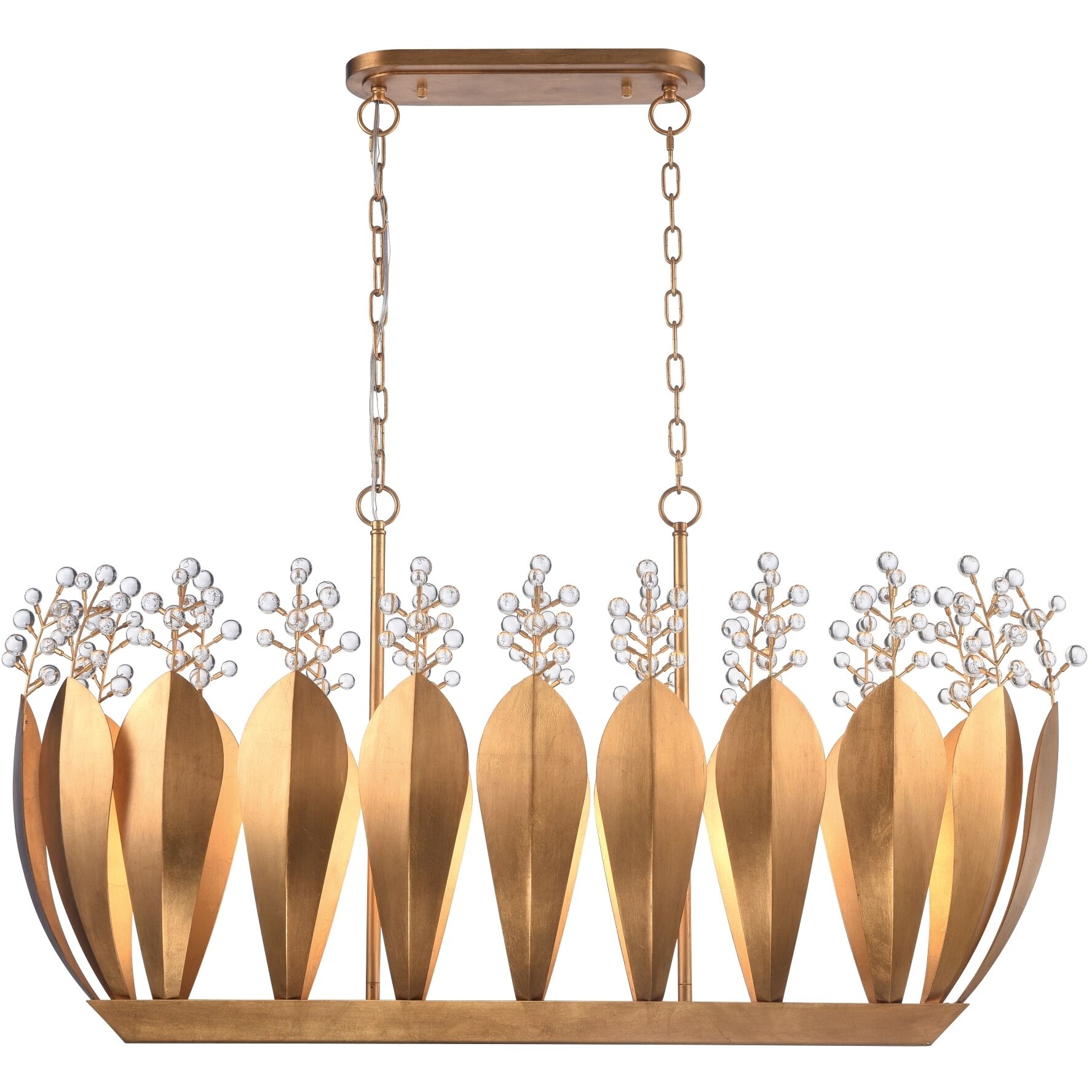 Callista 7 Light 47.5 inch Antique Gold Leaf Linear Chandelier Ceiling Light