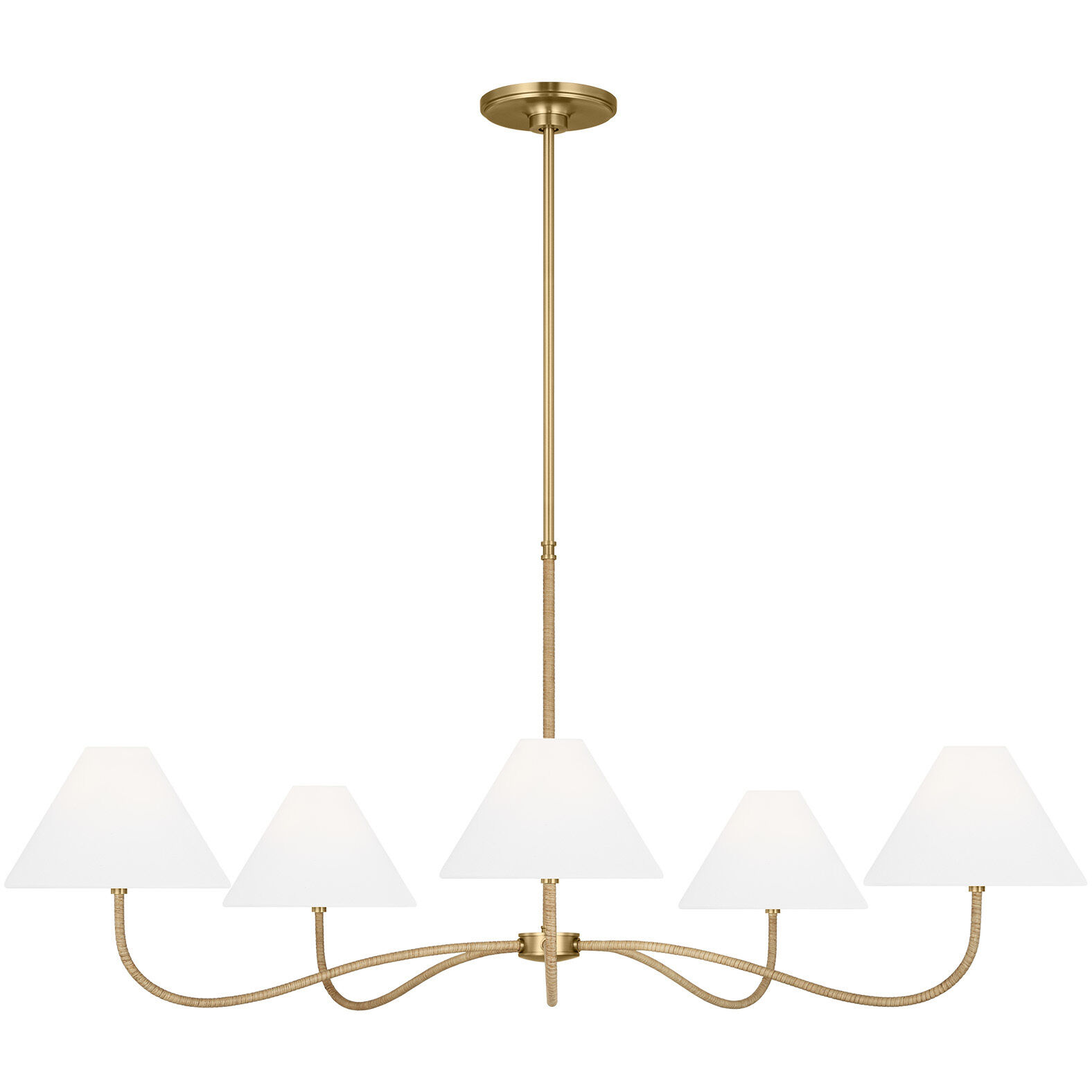 C&M by Chapman & Myers Laguna 5 Light 51.5 inch Burnished Brass Chandelier Ceiling Light