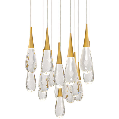 Beyond Hibiscus LED 23 inch Aged Brass Multi-Light Pendant Ceiling Light, Round Canopy