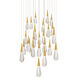 Beyond Hibiscus LED 28 inch Aged Brass Multi-Light Pendant Ceiling Light, Square Canopy