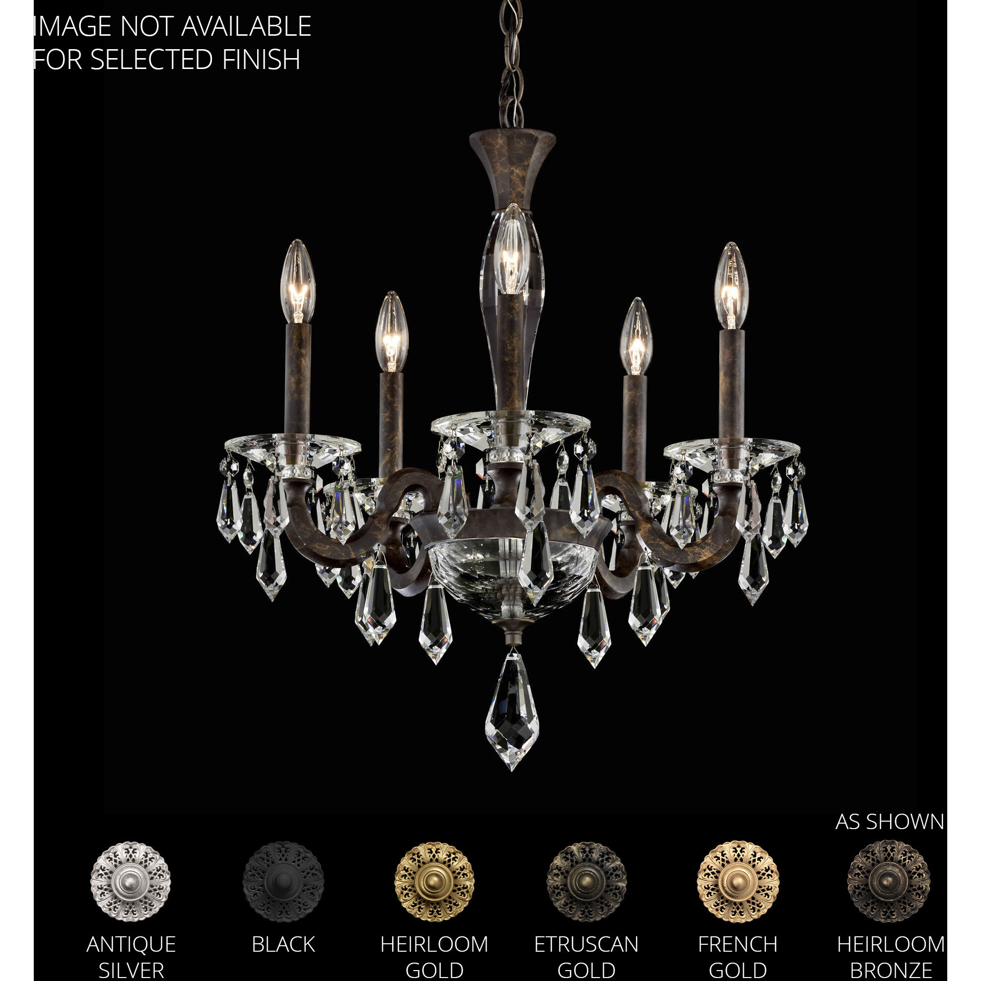 Napoli 5 Light 20.4 inch Antique Silver Chandelier Ceiling Light, Schonbek Signature