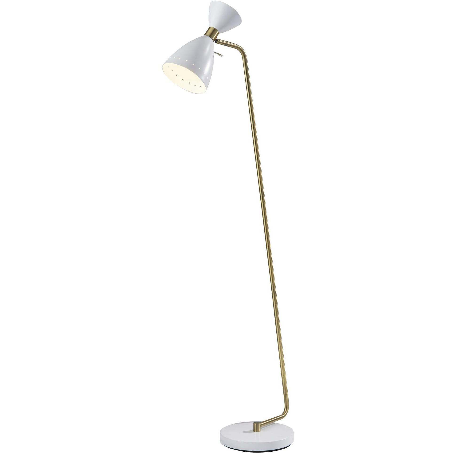 Oscar 59 inch 40.00 watt White with Antique Brass Floor Lamp Portable Light