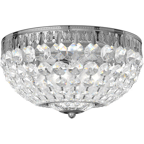 Petit Crystal 4 Light Polished Silver Flush Mount Ceiling Light in Optic