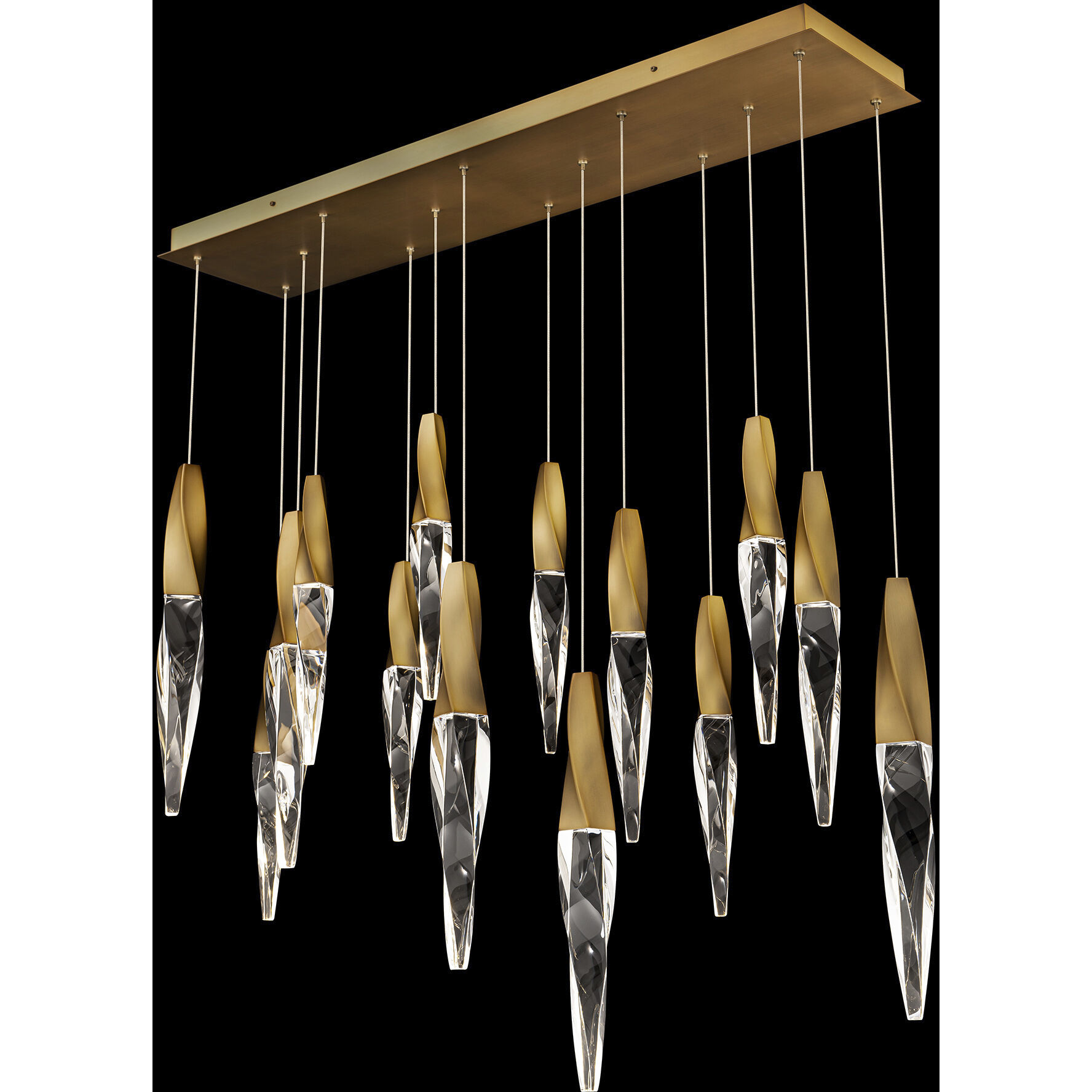 Beyond Kindjal LED 9.5 inch Aged Brass Multi-Light Pendant Ceiling Light, Linear Canopy
