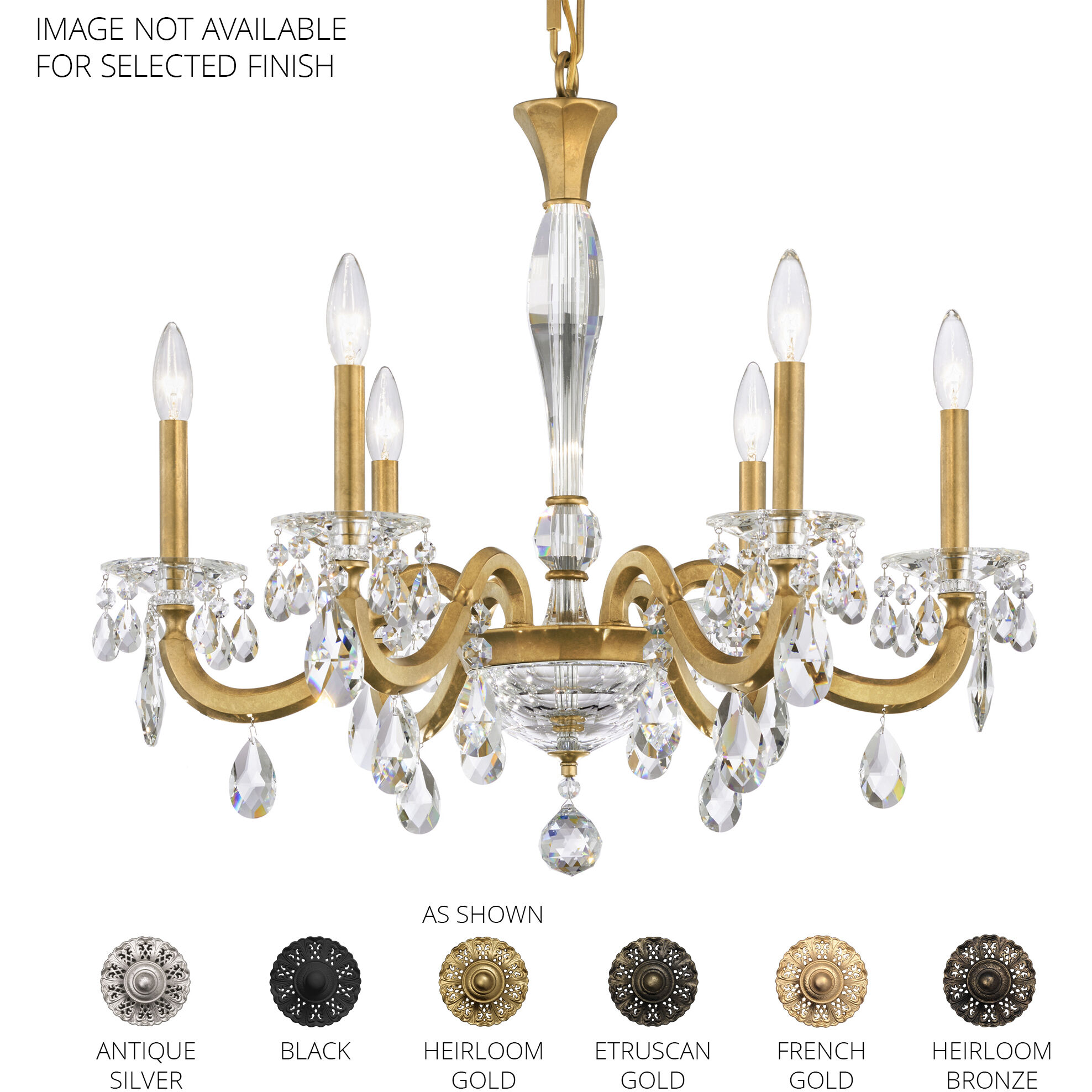 San Marco 6 Light 28.3 inch Etruscan Gold Chandelier Ceiling Light, Schonbek Signature