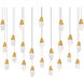 Beyond Martini LED 12 inch Aged Brass Multi-Light Pendant Ceiling Light in Optic Haze, Linear Canopy