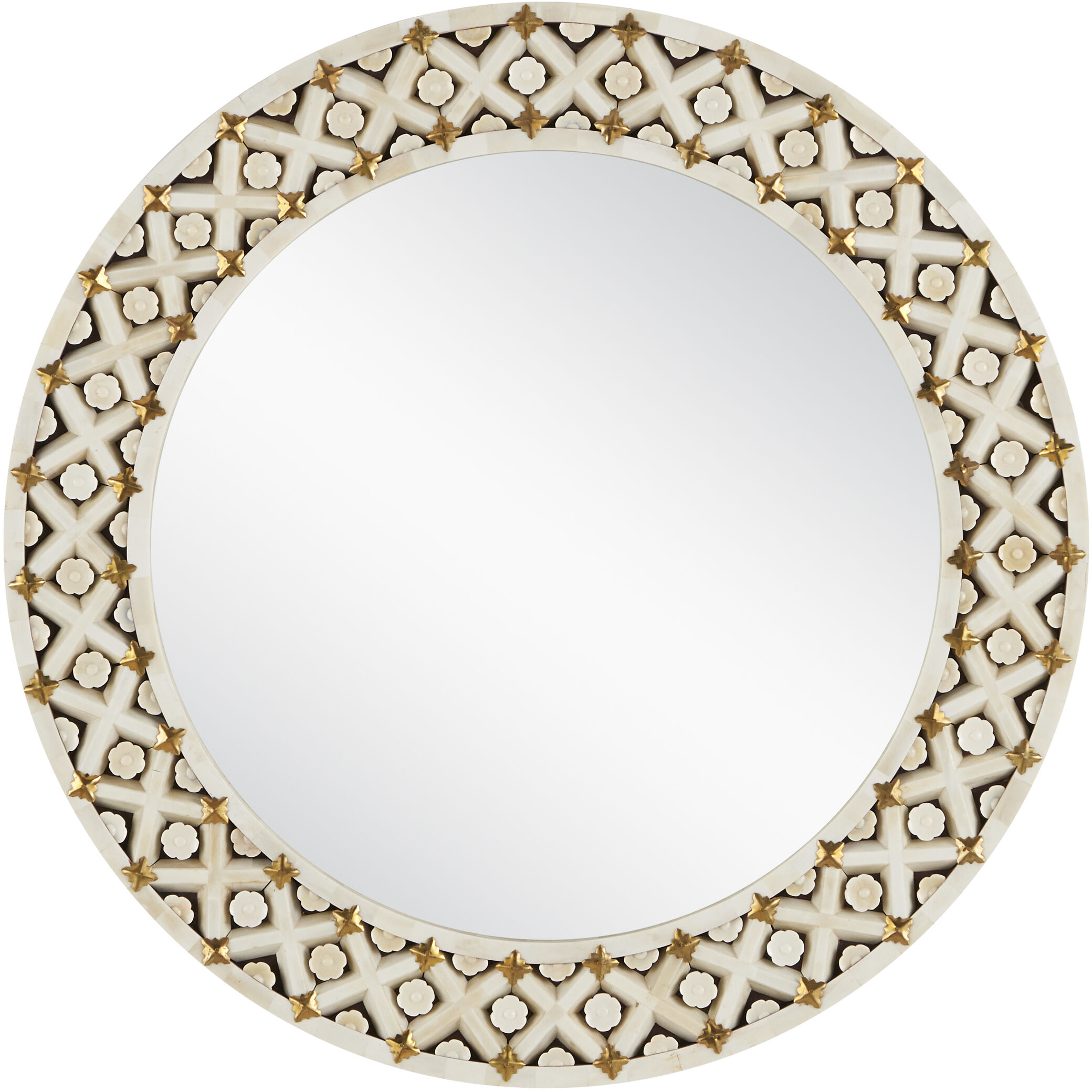 Ellaria 30 inch Natural and Brass and Mirror Mirror