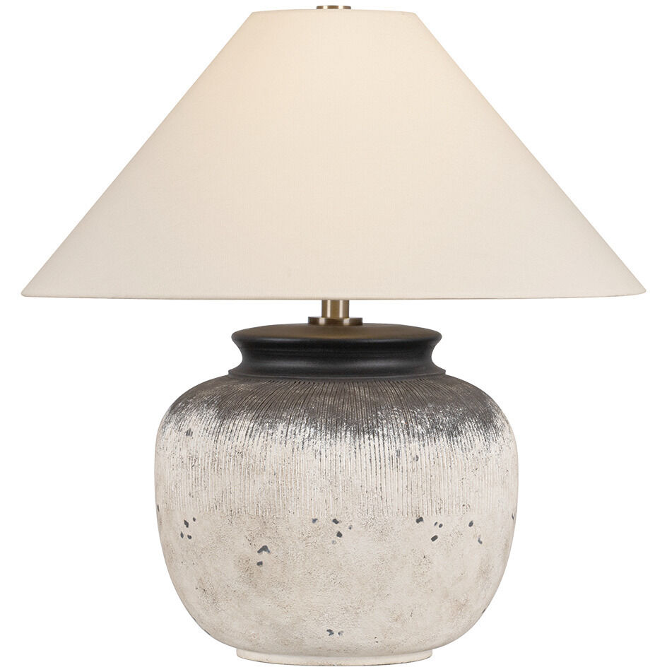 Unearthed 23 inch 15 watt Patina Brass/Ceramic Flamed White Table Lamp Portable Light