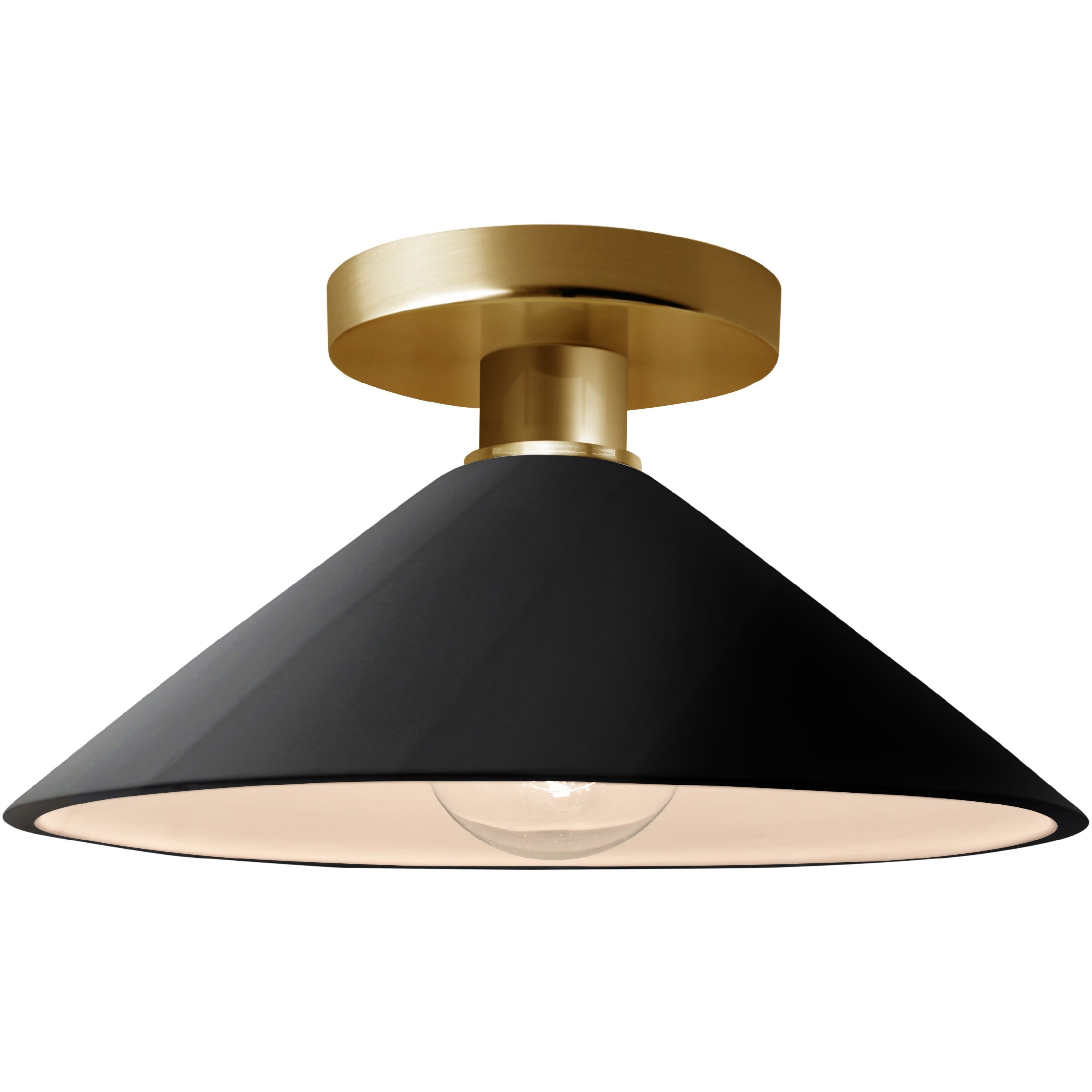 Radiance LED 11.75 inch Gloss Black and Polished Brass Semi Flush Ceiling Light