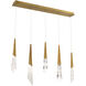 Beyond Solitude LED 5.5 inch Aged Brass Multi-Light Pendant Ceiling Light, Linear Canopy